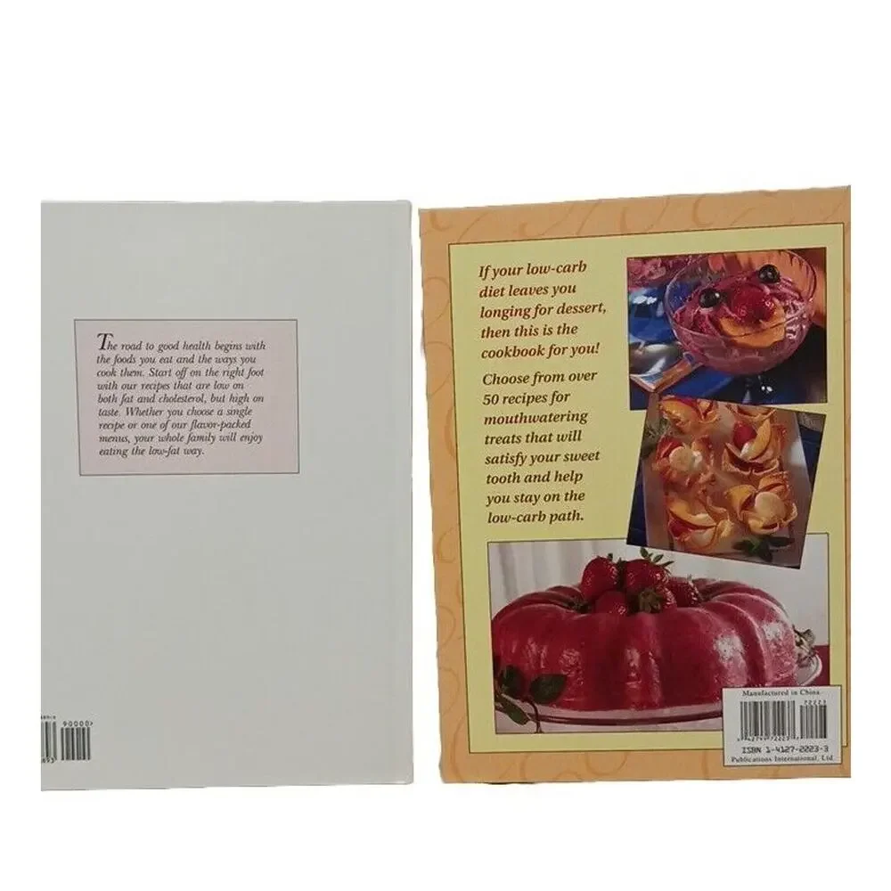 2 COOK BOOKS  Low Carb LOW-FAT MEALS Dessert Hardcover Healthy Easy Cooking